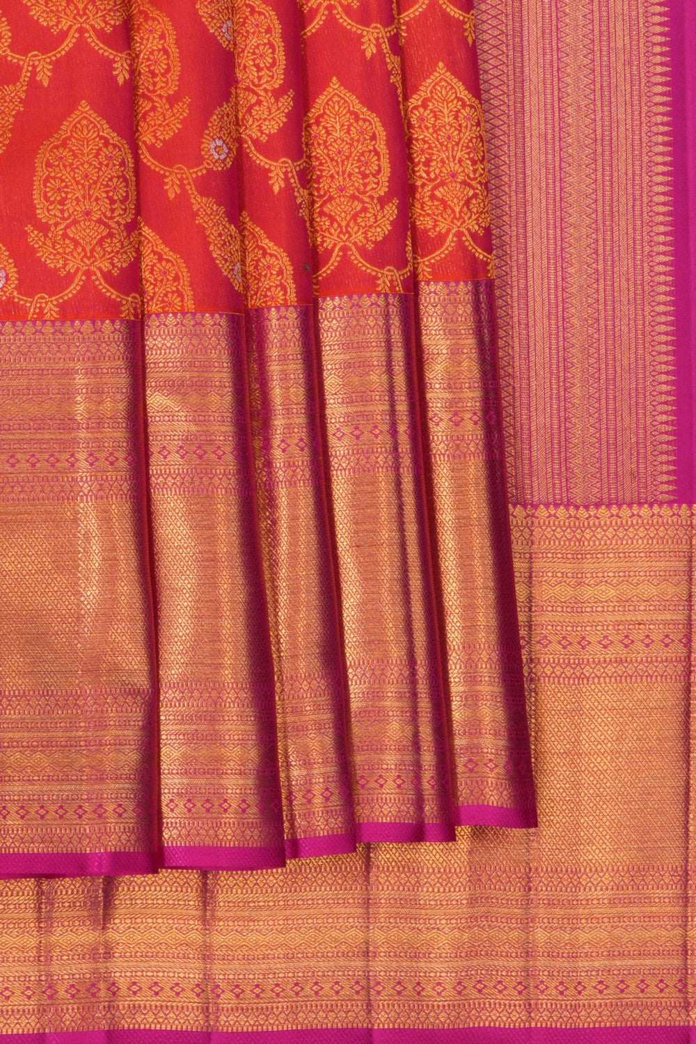 Image of Kanchipattu Brocade Orange Saree